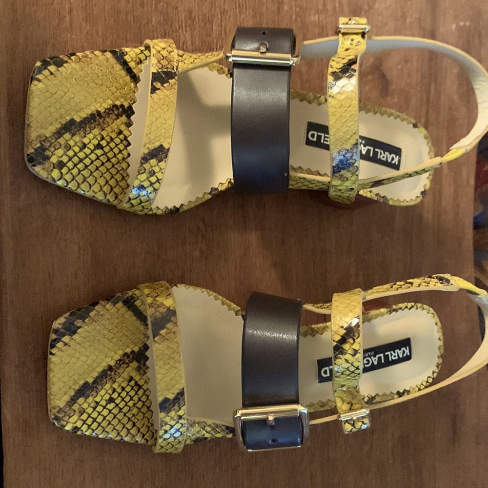 Karl Lagerfeld sandals.  Italian Leather.